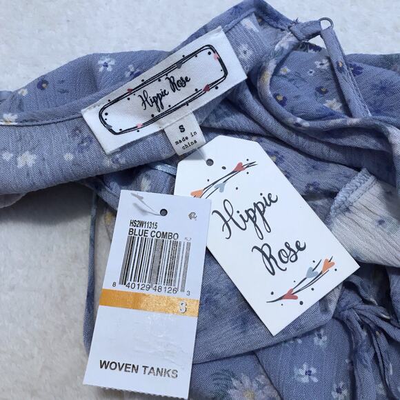 Hippie Rose NWT Blue and White Combo Floral Tank Top Juniors Various - Picture 9 of 11